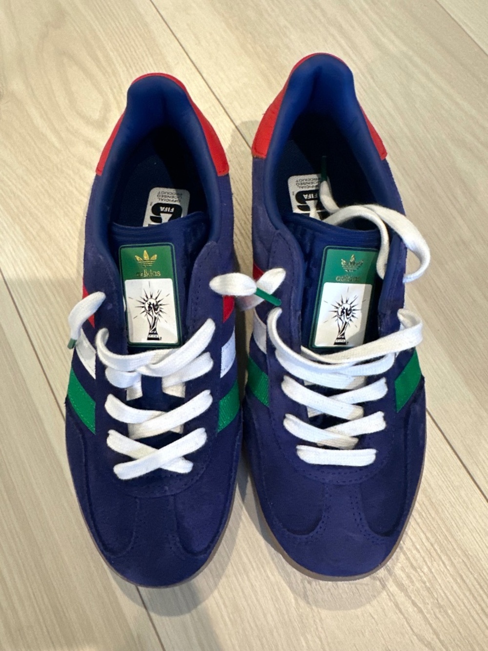Adidas originals gazelles World Cup blue green red white mens 6